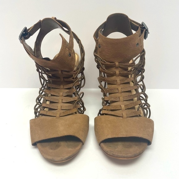 Vince Camuto Evel Sandal Caged Brown Buckle Open Toe Heels Women’s Size 10 - Picture 4 of 9